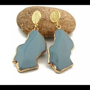Chic Golded Blue Gray Big Long Drop Earrings💕✨